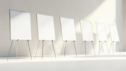 Empty presentation boards in a light room
