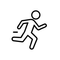 Simple outline of a running figure in a dynamic pose, symbolizing speed and movement.