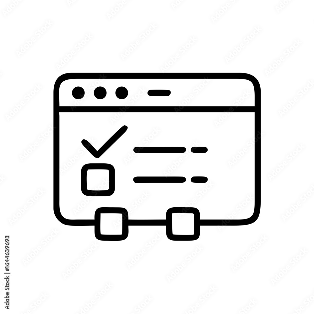 Poster graphical representation of a checklist on a digital screen, demonstrating organization and producti