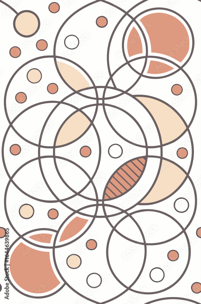 Poster abstract composition featuring circular shapes and soft pastel colors creating a rhythmic pattern.
