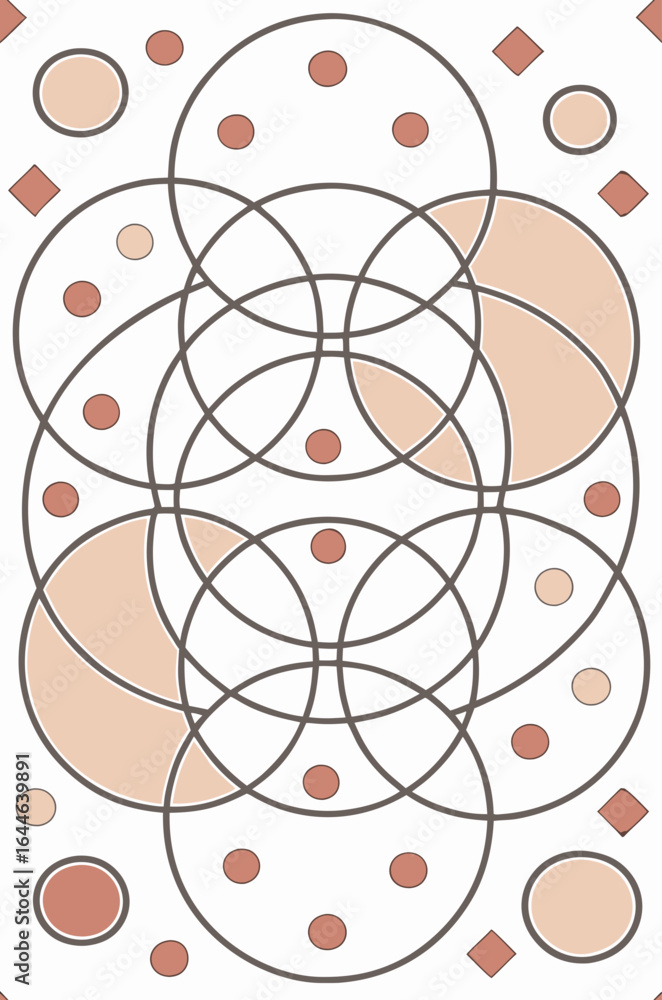 Aufkleber abstract pattern featuring overlapping circles and geometric shapes in soft pastel tones.
