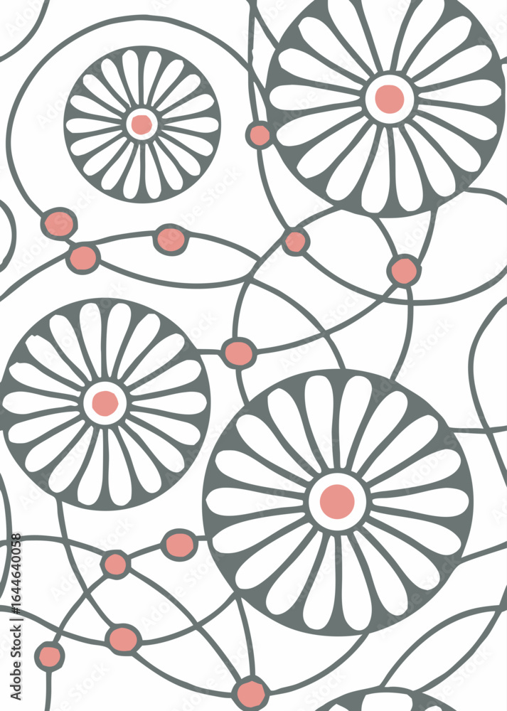 Poster a delicate geometric pattern featuring floral shapes interconnected with subtle linear designs.