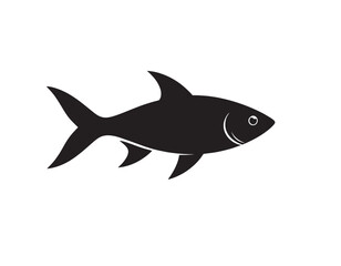 Simple Black Silhouette Fish Swimming with Details Fins Illustration