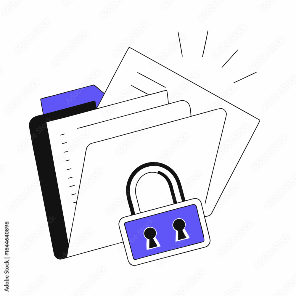 Poster illustration of a locked folder representing data security and privacy management.