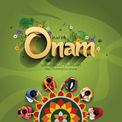 Fototapeta na wymiar happy onam kerala festival