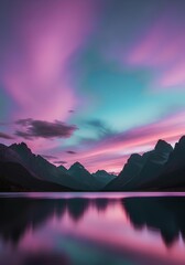 Mountain Lake Twilight Reflection Purple Blue Sky Scenic View