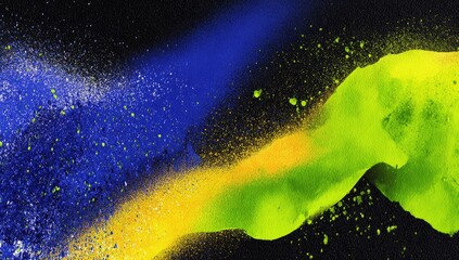 Abstract, vibrant, colorful paint splatter on black background