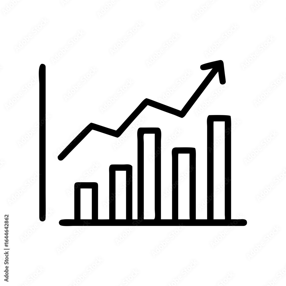 Poster line chart showing increasing data trends with upward growth in a minimalist design style.