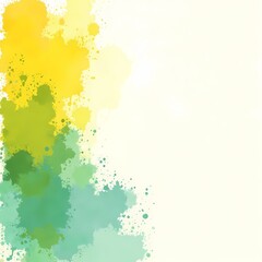 Obraz premium Abstract Watercolor Splashes Green, Yellow, and White Background