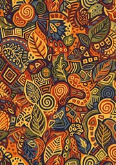 Intricate autumnal motifs: a visual tapestry of nature's bounty in abstract expression