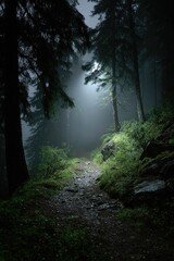 Obraz premium Path into a Misty Forest