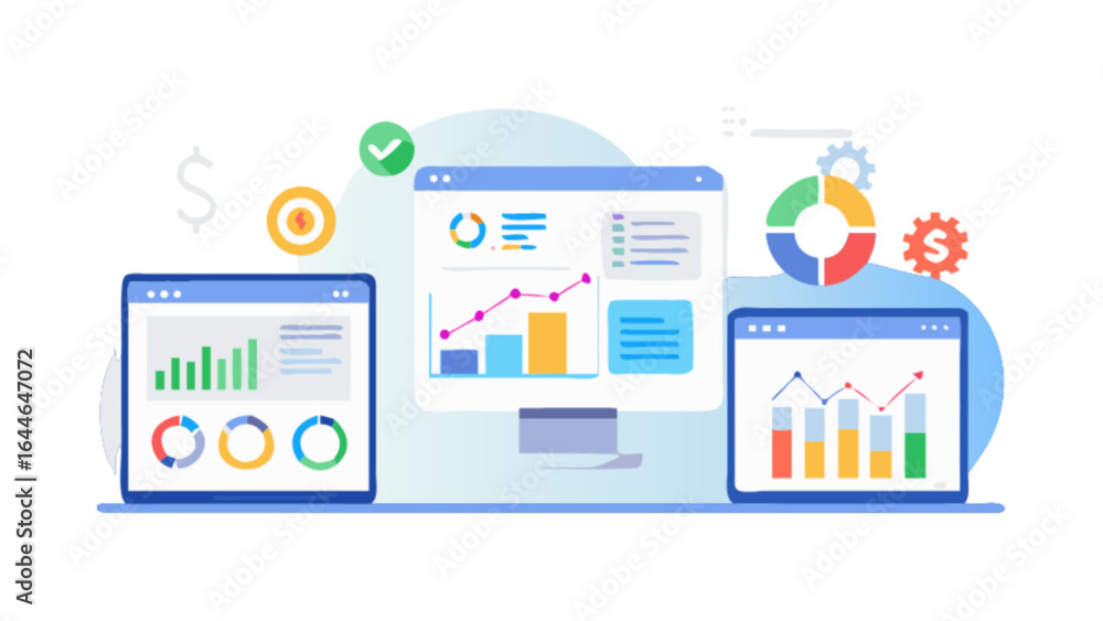 Poster data analysis dashboard for business intelligence and financial reporting visualization tools online