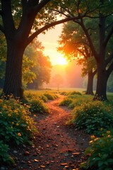 Naklejka premium Serene sunrise illuminates a tranquil space, perfect for quiet contemplation and prayer; peaceful atmosphere, spiritual awakening , yoga, church, judaism