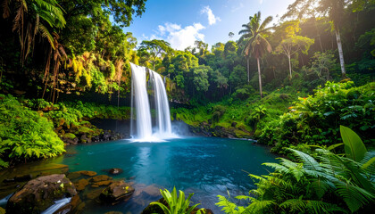 Fototapeta premium Tropical waterfall in rainforest