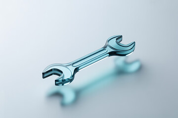 Shiny chrome wrench isolated on white background