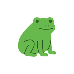 Fototapeta premium Solid green frog vector flat style on white background no text
