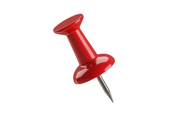 Red pushpin isolated on white background