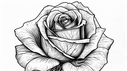 Detailed black and white rose