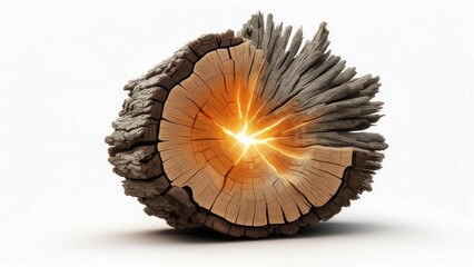 Cross-section of a tree trunk with inner light