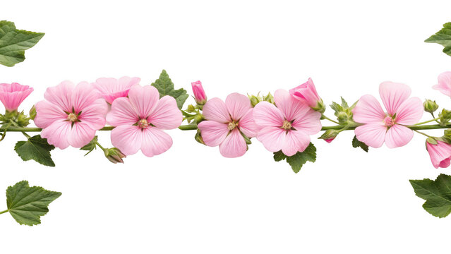 pink mallow flowers isolated on transparent background