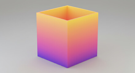 Fototapeta premium A vibrant gradient cube stands out with its smooth color transitions and modern design, creating a visually appealing abstract shape