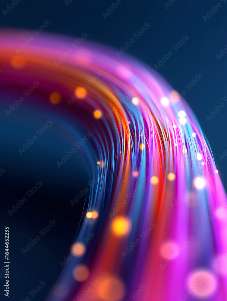 Poster A vibrant display of colorful light trails swirling against a dark background, creating a dynamic and mesmerizing visual effect.