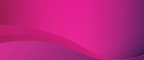 Vibrant pink abstract background with hexagon pattern and flowing wave shapes, ideal for modern design and branding.
