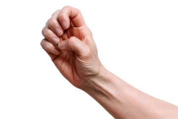 Close-up of a human hand forming a clenched fist.