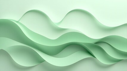 Fototapeta premium Pastel Green Abstract Paper Cut Wave Illustration