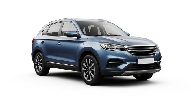Blue crossover car isolated on white background with a modern design