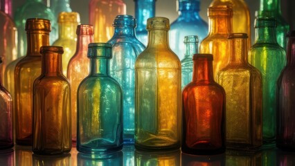 Colorful glass bottles