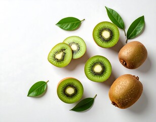 Fototapeta premium Kiwi fruit slices on white background