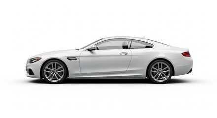 Obraz premium White sport coupe car isolated on white background in a studio shot