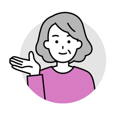 年配の女性のアイコン（案内）