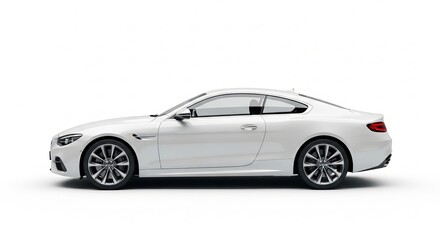 Fototapeta premium White sport coupe car isolated on white background in a studio shot