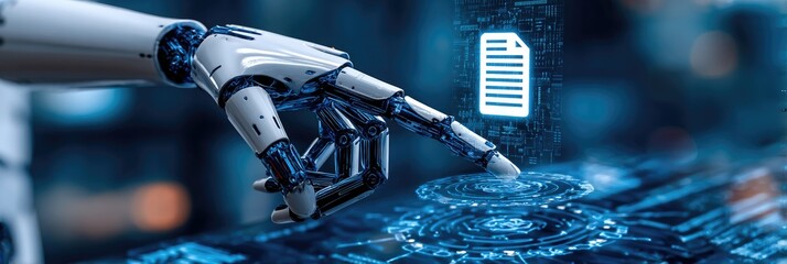 Robotic arm interacting with digital document