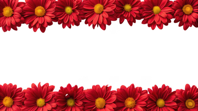 red chrysanthemum border isolated on transparent background