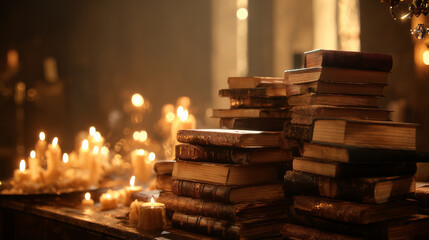 Church and temple candles burn bright against a dark night