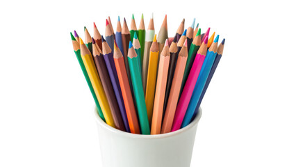 Fototapeta premium colored pencils in a cup isolated on transparent background