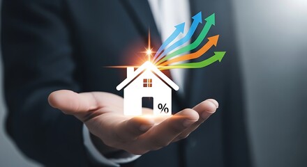 House growth arrows finance success