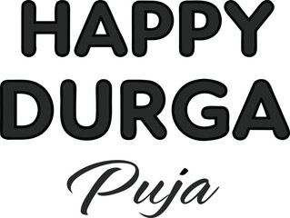 Happy Durga Puja greeting card or poster with text on white background