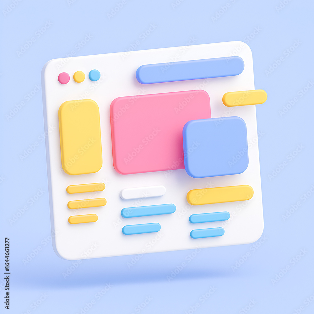Poster 3d minimalist user interface layout design with colorful elements and modern dashboard concept