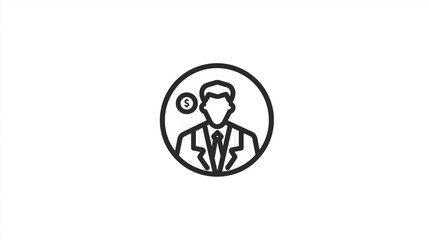Fototapeta premium Financial Person Line Icon, for Business, Finance & Banking Design