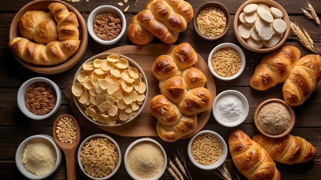 Assorted Gluten Products Including Bread, Pizza, and Cookies