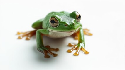 Obraz premium Close-up of a vibrant green frog