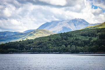view of ben nevis from loch linnhe, scotland, highlands, uk