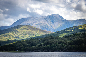 view of ben nevis from loch linnhe, scotland, highlands, uk