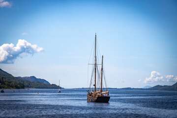 Fototapeta premium boat on loch linnhe, fort william, highlands, scotland, uk, loch, 