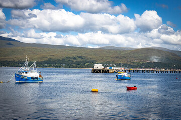 Fototapeta premium boats on loch linnhe, fort william, highlands, scotland, uk, loch, 