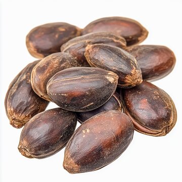 cerbera odollam suicide tree seeds large ovalshaped seeds with dark brown color isolated on white transparent background